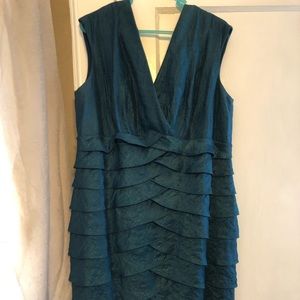 Knee length v cut dress with fun pleats